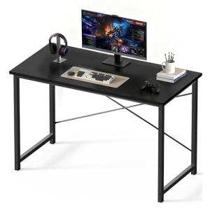 OLIXIS 47 Inch Computer Office Desk for Small Spaces, Writing Gaming Work Desk Modern Study Table with Storage Bag & Headphone Hook Home Bedroom, Black