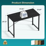 OLIXIS 47 Inch Computer Office Desk for Small Spaces, Writing Gaming Work Desk Modern Study Table with Storage Bag & Headphone Hook Home Bedroom, Black