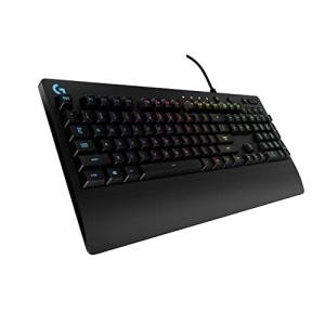 Logitech G213 Prodigy Gaming Keyboard - Wired RGB Backlit Keyboard with Mech-Dome Keys, Palm Rest, Adjustable Feet, Media Controls, USB, Compatible with Windows – Black