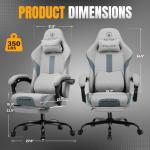 GTPLAYER Gaming Chair with Foot Rest & Pocket Spring Cushion, Ergonomic High Back Computer Desk Chair with Headrest & Lumbar Support for Back Pain Relief, Breathable Fabric, Moon Gray
