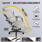 Opiesit Gaming Chair,Computer Chair with Pocket Spring Cushion,Ergonomic Office Chair with Footrest,Height Adjustable Video Gamer Chair with Lumbar Support for Adults (No Massage, Grey)