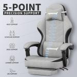 Opiesit Gaming Chair,Computer Chair with Pocket Spring Cushion,Ergonomic Office Chair with Footrest,Height Adjustable Video Gamer Chair with Lumbar Support for Adults (No Massage, Grey)