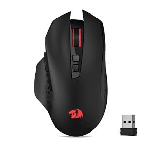 Redragon M656 Gainer Wireless Gaming Mouse, 4000 DPI 2.4Ghz Wireless Mouse w/ 5 DPI Levels, 7 Macro Buttons, Red LED Backlit & Pro Software/Drive Supported, for PC/Mac/Laptop