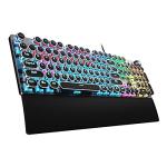 AULA F2088 Typewriter Style Mechanical Gaming Keyboard Wired,Blue Switches,Rainbow LED Backlit,Removable Wrist Rest,Media Control Knob,Retro Punk Round Keycaps,USB Wired Computer Keyboard