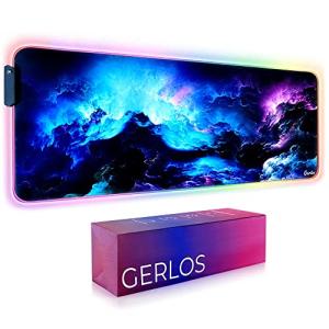 Gerlos RGB Large Gaming Mouse Pad, Extended Soft LED Mouse Pad, Non-Slip Rubber Base, Water Resist Keyboard Pad, Computer Mousepad 31.5×11.8 inches