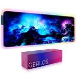 Gerlos RGB Large Gaming Mouse Pad, Extended Soft LED Mouse Pad, Non-Slip Rubber Base, Water Resist Keyboard Pad, Computer Mousepad 31.5×11.8 inches