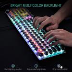 AULA F2088 Typewriter Style Mechanical Gaming Keyboard Wired,Blue Switches,Rainbow LED Backlit,Removable Wrist Rest,Media Control Knob,Retro Punk Round Keycaps,USB Wired Computer Keyboard