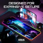 Gerlos RGB Large Gaming Mouse Pad, Extended Soft LED Mouse Pad, Non-Slip Rubber Base, Water Resist Keyboard Pad, Computer Mousepad 31.5×11.8 inches