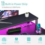 Lufeiya Gaming Desk with Power Outlets and LED Lights, 40 Inch Gamer Desk Table with Charging Station, Home Office Computer Desks with Monitor, Black
