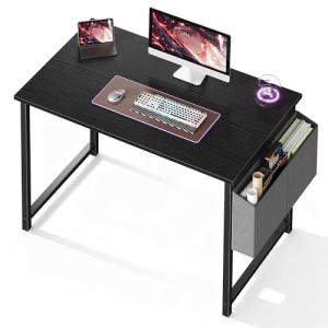 OLIXIS Computer Desk 40 Inch Home Office Desks for Small Spaces, Gaming Writing Study Work Table with Storage Bag for Bedroom, Black