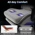 N-GEN GAMING Video Gaming Chair Office Computer Desk Use Ergonomic Reclining Backrest Adjustable Armrests Lumbar Support Footrest High Density Foam Breathable Fabric Heavy Duty Base (Grey)