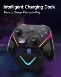 EasySMX D10 Wireless Game Controller – TMR Anti-Drift Joysticks, Dual-Mode Triggers, 1000Hz Polling, Mechanical Buttons, RGB – Bluetooth Gamepad for PC/Switch/Switch2/iOS/Android with Charging Dock