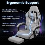 N-GEN GAMING Video Gaming Chair Office Computer Desk Use Ergonomic Reclining Backrest Adjustable Armrests Lumbar Support Footrest High Density Foam Breathable Fabric Heavy Duty Base (Grey)