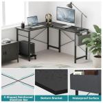 OLIXIS L Shaped Desk, 50-Inch Office Computer Gaming Desks Corner PC Table with Side Bag and Reversible Shelf for Home Work Study Writing Black