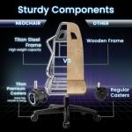 N-GEN GAMING Video Gaming Chair Office Computer Desk Use Ergonomic Reclining Backrest Adjustable Armrests Lumbar Support Footrest High Density Foam Breathable Fabric Heavy Duty Base (Grey)