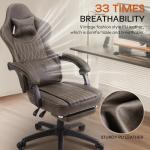 Dowinx Gaming Chair Breathable PU Leather Gamer Chair with Footrest Massage Lumbar Support, Big and Tall Ergonomic Reclining Computer Chair with Pocket Spring Cushion for Adults Teens (Brown)