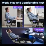 N-GEN GAMING Video Gaming Chair Office Computer Desk Use Ergonomic Reclining Backrest Adjustable Armrests Lumbar Support Footrest High Density Foam Breathable Fabric Heavy Duty Base (Grey)