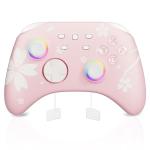 Mytrix Wireless Controllers for Switch/Switch 2, Windows PC iOS Android Steam/Steam Deck, Sakura Pink Bluetooth Controller with Programmable, Hall Effect Joysticks, Adjustable LED Light/Turbo/Vibration