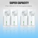 4-in-1 Charging Station for Wii&Wii U Remote Controller,Charger with 4 Rechargeable Battery Packs (4 Port Charging Station+4 pcs 2800mAh Replacement Batteries+USB Cable),Remote Not Included