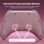 Mytrix Wireless Controllers for Switch/Switch 2, Windows PC iOS Android Steam/Steam Deck, Sakura Pink Bluetooth Controller with Programmable, Hall Effect Joysticks, Adjustable LED Light/Turbo/Vibration