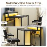 YATINEY 47.2" Computer Desk with Charging Station and LED Lights, Gaming Desk with Monitor Stand, 2-Tier Home Office Desk with 4 Side Hooks, for Living Room, Home Office, Black DN12UDBB