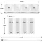 4-in-1 Charging Station for Wii&Wii U Remote Controller,Charger with 4 Rechargeable Battery Packs (4 Port Charging Station+4 pcs 2800mAh Replacement Batteries+USB Cable),Remote Not Included