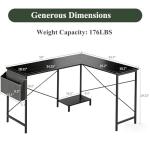 Sagenest L Shaped Desk, 50 Inch Reversible Computer Desk Corner Gaming Table with CPU Stand & Storage Bag, Sturdy Metal Frame PC Workstation for Home Office