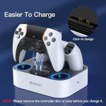 NEWDERY for PS5 Controller Charger Station Compatible with Dualsense Edge, Fast Charging Dock Stand with Cable, Dual Charging Station for PlayStation 5 & DualSense Edge Controller