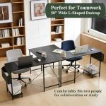 Sagenest L Shaped Desk, 50 Inch Reversible Computer Desk Corner Gaming Table with CPU Stand & Storage Bag, Sturdy Metal Frame PC Workstation for Home Office