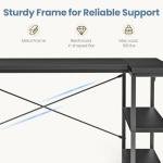 DUMOS L Shaped Desk 47 Inch Computer Desk Gaming Furniture Corner Desks Home Office PC Table with Reversible Storage Shelves for Writing Working Study Bedroom Dorm, Black