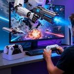 NEWDERY for PS5 Controller Charger Station Compatible with Dualsense Edge, Fast Charging Dock Stand with Cable, Dual Charging Station for PlayStation 5 & DualSense Edge Controller