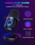Gaming Microphone with Noise Cancellation & Mute Button, USB Condenser Mic for Streaming/Recording, Ultra-Compact Design, Compatible with PC/Mac/PS4/PS5, Podcast/YouTube/Twitch/Discord (Black)