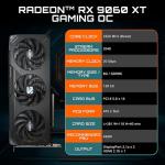 GIGABYTE Radeon RX 9060 XT Gaming OC 8G Graphics Card, PCIe 5.0, 8GB GDDR6, GV-R9060XTGAMING OC-8GD Video Card