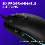 Logitech G203 Wired Gaming Mouse, 8,000 DPI, Rainbow Optical Effect LIGHTSYNC RGB, 6 Programmable Buttons, On-Board Memory, Screen Mapping, PC/Mac Computer and Laptop Compatible - Black