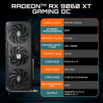 GIGABYTE Radeon RX 9060 XT Gaming OC 16G Graphics Card, PCIe 5.0, 16GB GDDR6, GV-R9060XTGAMING OC-16GD Video Card