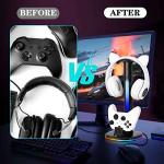JDGPOKOO Controller Charger with RGB Headphone Stand for Xbox Series X|S/Elite 2/One/One X/One S/One Elite, XSX Controller Charger Station with 2 USB Port, Headset Stand for Xbox Charging Station Dock