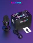 Gaming Microphone with Noise Cancellation & Mute Button, USB Condenser Mic for Streaming/Recording, Ultra-Compact Design, Compatible with PC/Mac/PS4/PS5, Podcast/YouTube/Twitch/Discord (Black)