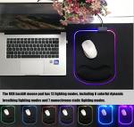 RGB LED Mouse pad with Ergonomic Wrist Rest Support, Non-Slip Kawaii Mouse Pads, 11.8” x 8.5” Gaming Wrist Pads, Pain Relief, and Easy Typing, Gaming, Notebook Computer Work and Game (Black)