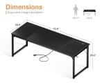 Coleshome 71 Inch Computer Desk with USB Ports, Large Office Desk, Long Study Student Writing Desk, Black