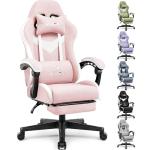 N-GEN GAMING Video Gaming Chair Office Computer Desk Use Ergonomic Reclining Backrest Adjustable Armrests Lumbar Support Footrest High Density Foam Breathable Fabric Heavy Duty Base (Pink)