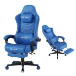 Gaming Chair, 400 lbs Adult Chair, High Back Computer Chair with Footrest and Linked Armrests, Office Video Game Chair with Lumbar Support (Blue)