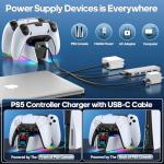 PS 5 Controller Charger Station Compatible with PlayStation 5 Faceplates Edge & Dual Controller, 9 Lightings PS 5 Accessories Charging Station, PS 5 Dock Stand with LED Indicator & On-Off Switch