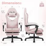 N-GEN GAMING Video Gaming Chair Office Computer Desk Use Ergonomic Reclining Backrest Adjustable Armrests Lumbar Support Footrest High Density Foam Breathable Fabric Heavy Duty Base (Pink)