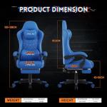 Gaming Chair, 400 lbs Adult Chair, High Back Computer Chair with Footrest and Linked Armrests, Office Video Game Chair with Lumbar Support (Blue)