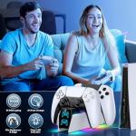 PS 5 Controller Charger Station Compatible with PlayStation 5 Faceplates Edge & Dual Controller, 9 Lightings PS 5 Accessories Charging Station, PS 5 Dock Stand with LED Indicator & On-Off Switch