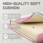 DUMOS Ergonomic Gaming Office Desk Chair with Footrest and Headrest for Adults, PU Leather Video Computer Chair with Linkage Armrests, Height Adjustable 360° Swivel Recling Chair, White Pink