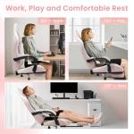 N-GEN GAMING Video Gaming Chair Office Computer Desk Use Ergonomic Reclining Backrest Adjustable Armrests Lumbar Support Footrest High Density Foam Breathable Fabric Heavy Duty Base (Pink)