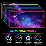 DINKY RGB Gaming Mouse Pad, Large Extended Soft Led Mouse Pad with 14 Lighting Modes, Water Resist Keyboard Pad, Computer Keyboard Mousepads Mat 35.4×15.8 inches-Nebula Universe