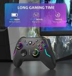 YCCSKY Wireless PC Gaming Controller for Windows (7/8/10/11), Compatible Nintendo Switch and Steam Deck, 9 Color LED Light Gamepad with Turbo Function, Adjustable Vibration & Headphone Jack（2.4G）