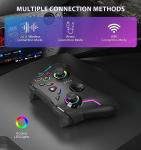 YCCSKY Wireless PC Gaming Controller for Windows (7/8/10/11), Compatible Nintendo Switch and Steam Deck, 9 Color LED Light Gamepad with Turbo Function, Adjustable Vibration & Headphone Jack（2.4G）